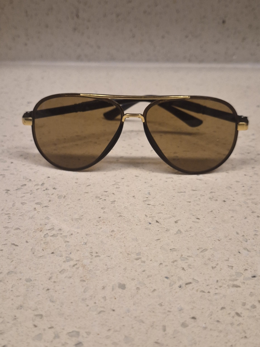 Aviator Style Sunglasses in Brown and Gold
